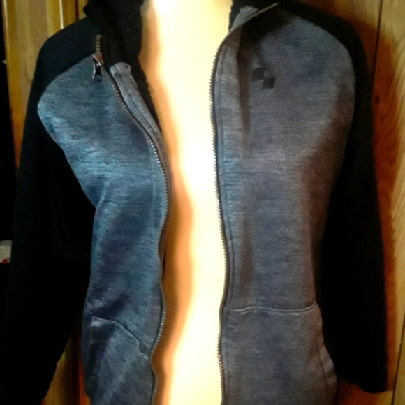 Boys XXL Jacket Gray Black Two Color Zippered Hoodie Cozy Jacket - Picture 4 of 5